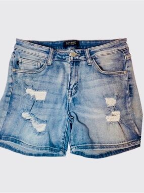 Judy Blue Comfy High Rise Distressed Stretch Mid Thigh Jean Shorts Size L